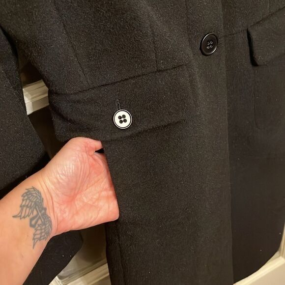 Talbots Petite Black Wool and Angora Rabbit Fur Blend Long Coat - Picture 4 of 16